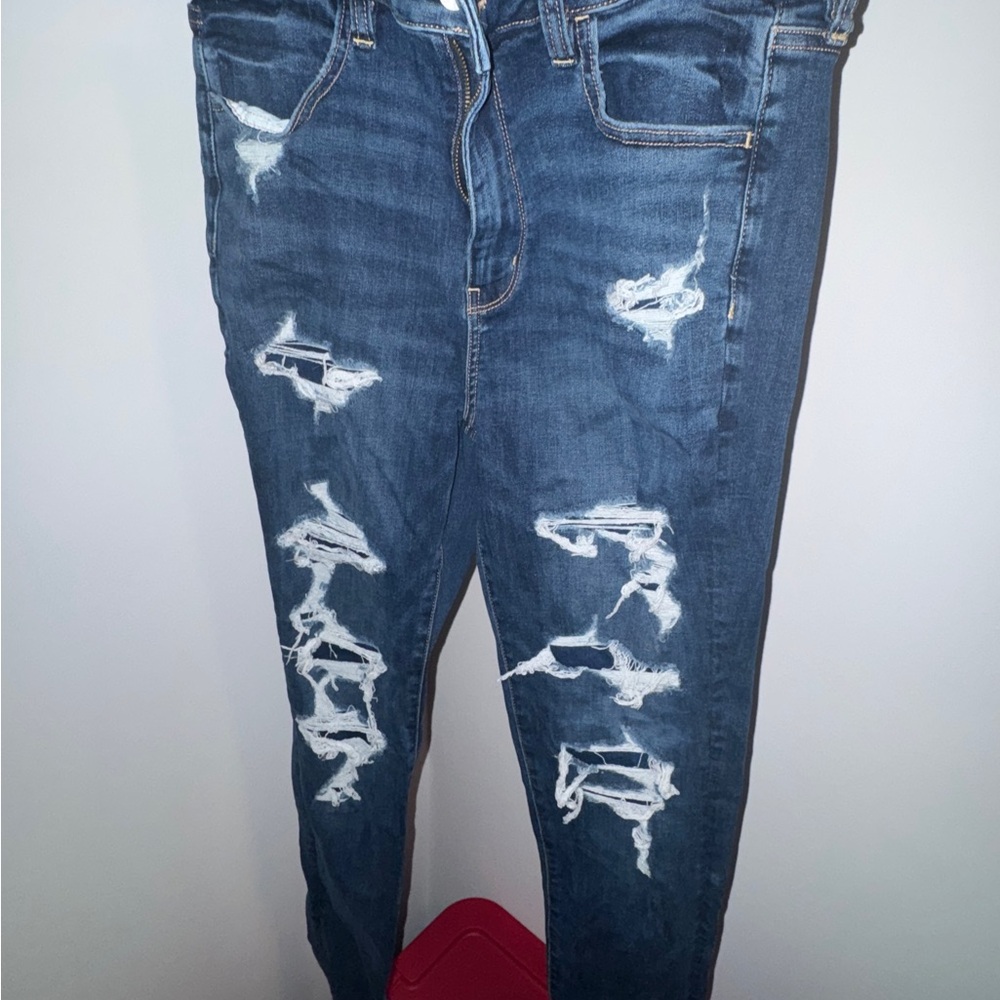 American Eagle Outfitters Women's Distressed Blue Skinny Jeans